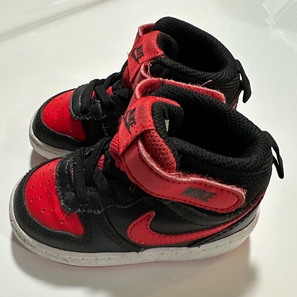 Nike Court Borough Mid 2 TD 'Bred' Black Red White Kids Size 6C